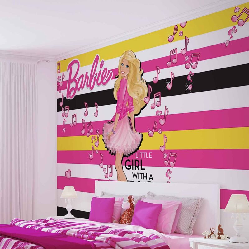 Foto tapeta Barbie i note na prugama na zidu